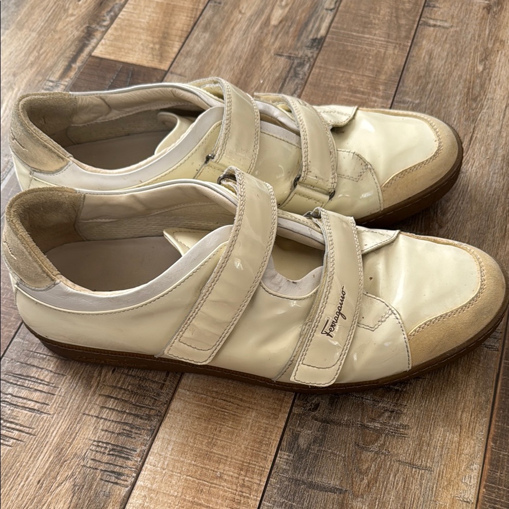 Salvatore Ferragamo Beige Leather Sneakers